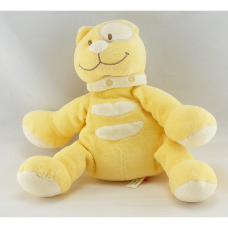 Doudou chat jaune cocard blanc TEX