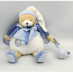 Doudou et compagnie ours blanc bleu étoiles miroir Petit Chou