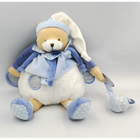 Doudou et compagnie ours blanc bleu étoiles miroir Petit Chou