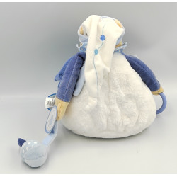 Doudou et compagnie ours blanc bleu étoiles miroir Petit Chou