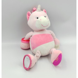 Doudou licorne rose blanc hochet miroir GIPSY