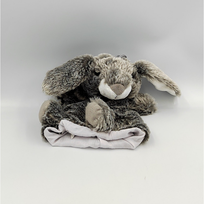 Doudou peluche marionnette lapin gris IMAGIN