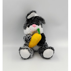 Doudou peluche lapin gris blanc carotte FIZZY
