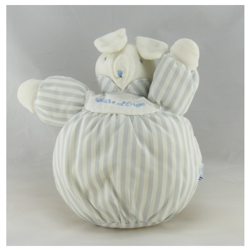 Doudou boule souris verte vichy bleu SUCRE D'ORGE