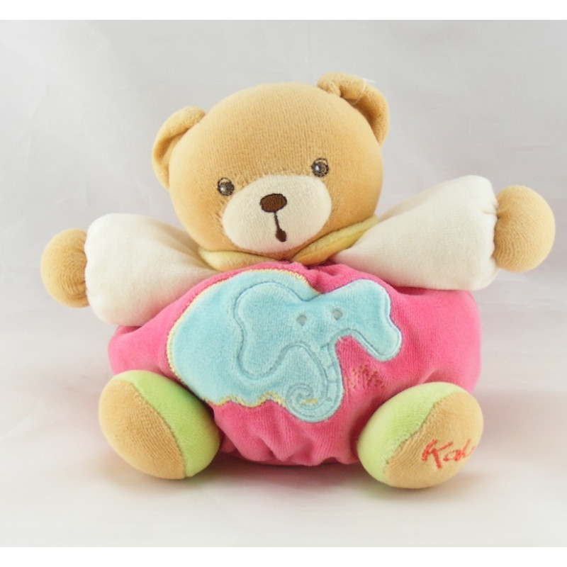 Doudou lapin boule vert rose éléphant brodé KALOO