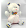 Peluche Puffalump ours souris blanc bleu rose carreaux