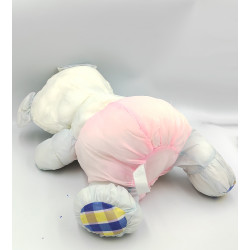 Peluche Puffalump ours souris blanc bleu rose carreaux