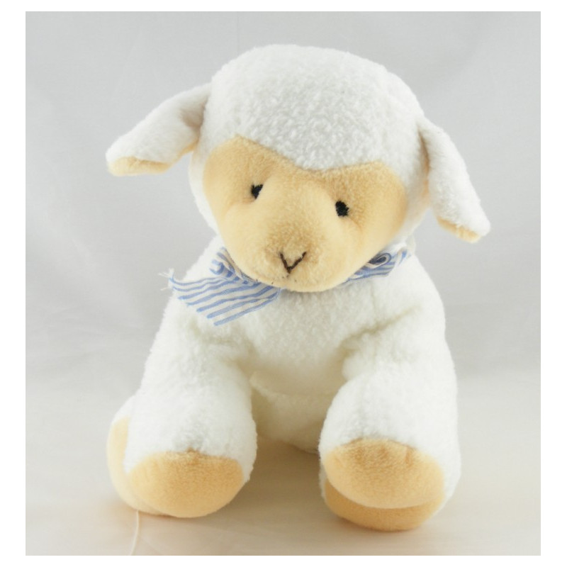 Doudou mouton blanc noeud rose ANNA CLU PLUSH