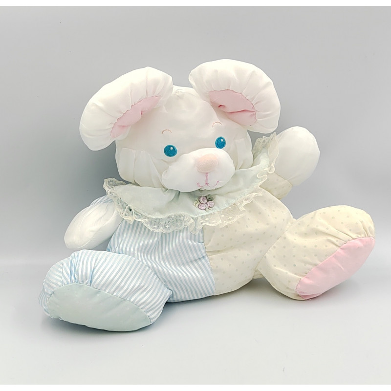 Peluche Puffalump souris blanc rose bleu FISHER PRICE