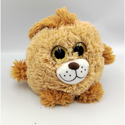 Peluche boule chien beige marron Gros yeux brillants