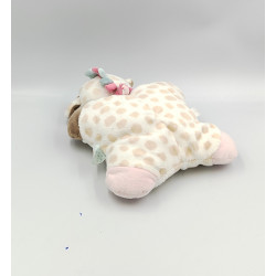 Doudou semi plat girafe beige blanc rose Charlotte NATTOU