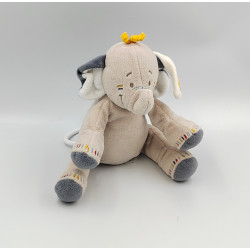 Doudou musical éléphant Bao bleu beige blanc NOUKIE'S