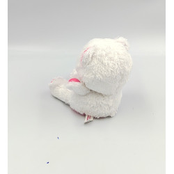 Peluche ours rose blanc Gros yeux brillant ANIMOTSU