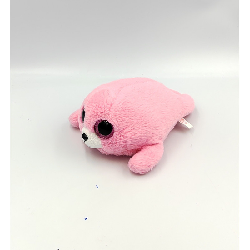 Doudou peluche phoque rose gros yeux brillant TY
