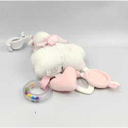 Doudou mobile musical souris blanche rose nuage SAUTHON