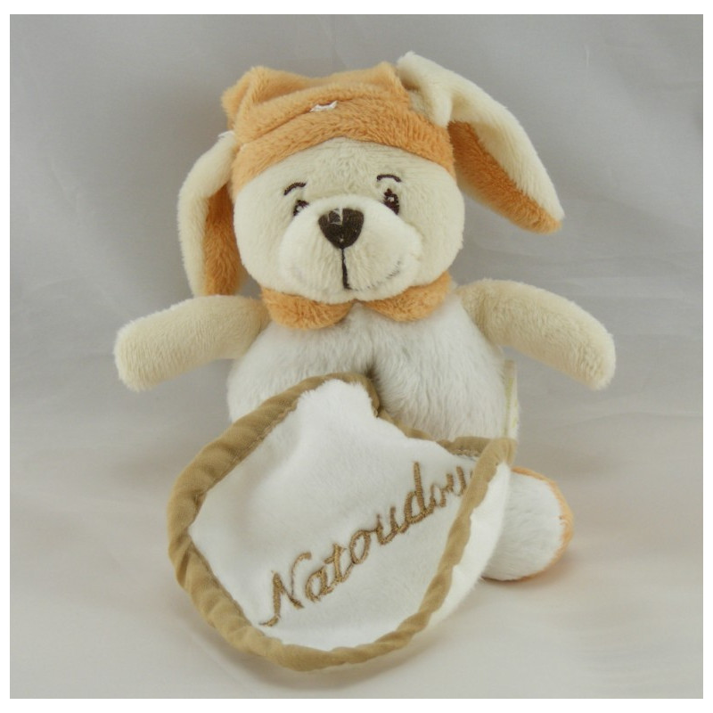 Doudou lapin beige blanc Natoudou EVEIL ET TENDRESSE