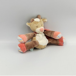Petit doudou vache beige rose blanc les Zamis NATTOU