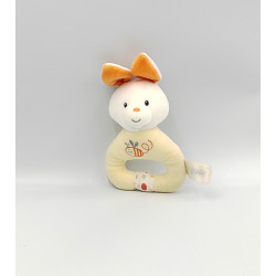 Doudou hochet lapin blanc écru orange abeille GIPSY