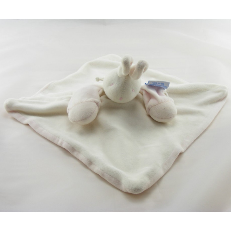 Doudou plat lapin blanc rose MOULIN ROTY