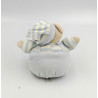 Petit doudou ours beige bleu rayé bonnet JOLLYBABY