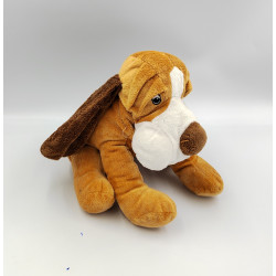 Peluche chien marron beige blanc