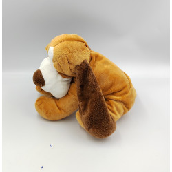 Peluche chien marron beige blanc