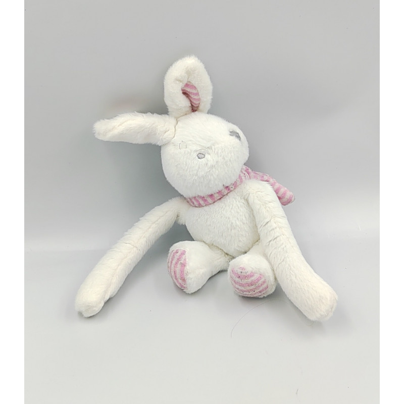 Doudou lapin blanc rose rayé ITEM