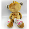 Peluche ours marron gris rose K&C