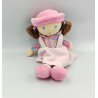 Doudou poupée fille robe rose rayé NOUNOURS