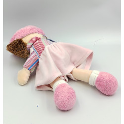 Doudou poupée fille robe rose rayé NOUNOURS