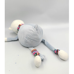 Doudou ours bleu blanc rose fleur BREMEL
