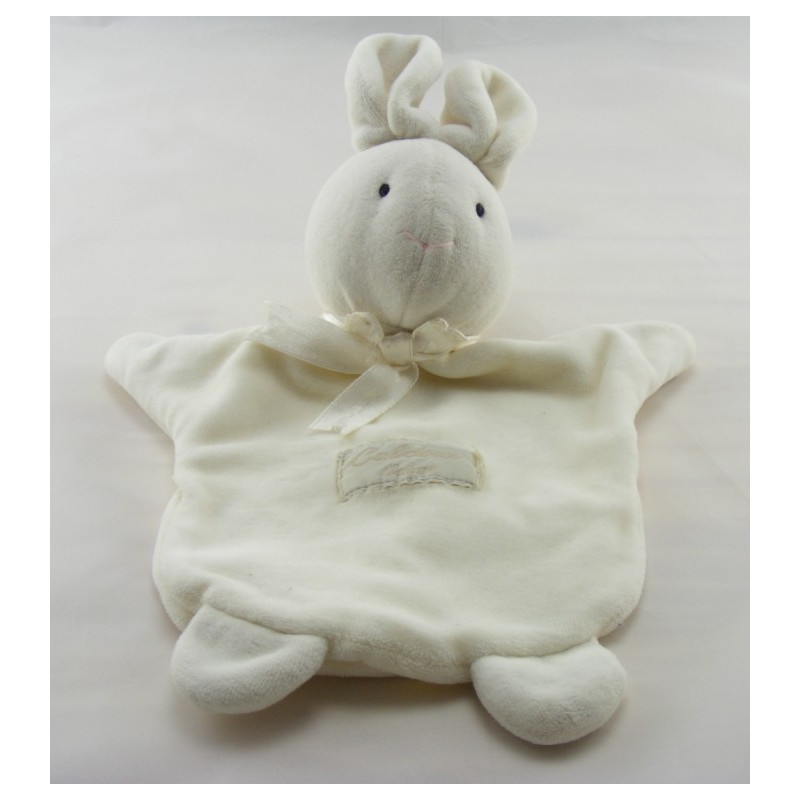 Doudou marionnette lapin blanc Calidoux Nature HISTOIRE D'OURS