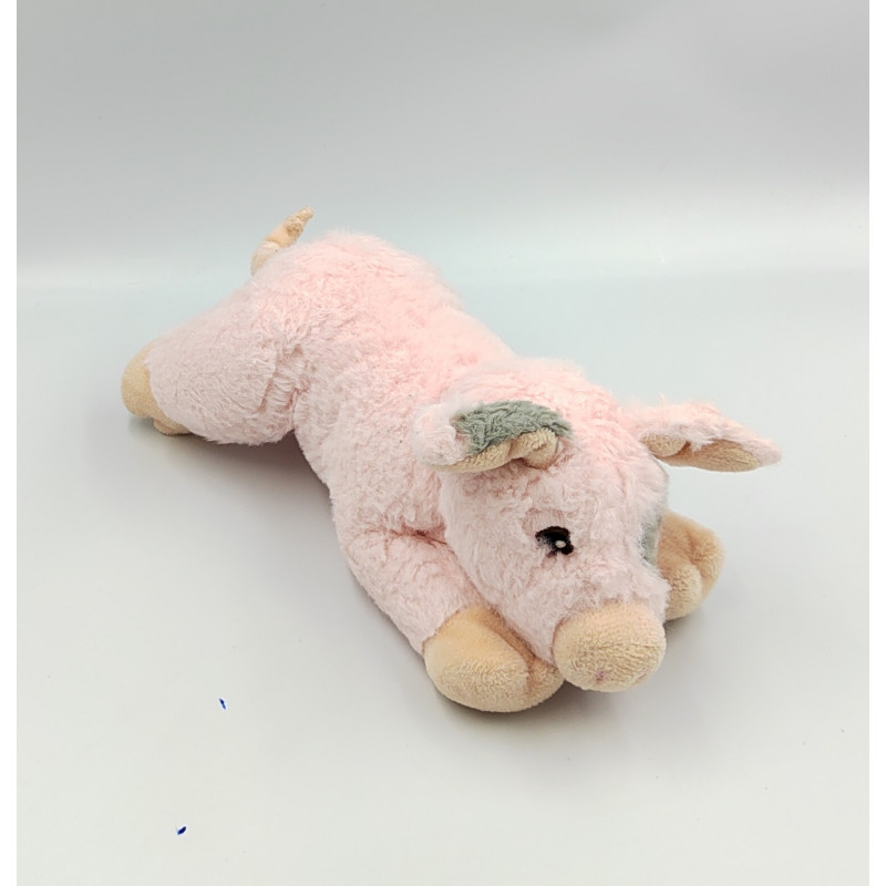 Doudou peluche cochon rose gris NATURE PLANET