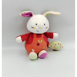 Doudou musical lapin blanc orange rouge radis carotte SUCRE D'ORGE