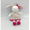 Doudou lapin blanc rose vert fleurs ORCHESTRA PREMAMAN