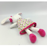 Doudou lapin blanc rose vert fleurs ORCHESTRA PREMAMAN