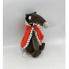 Doudou loup marron gris cape rouge roi AUZOU