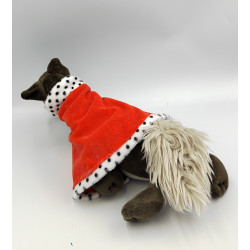 Doudou loup marron gris cape rouge roi AUZOU