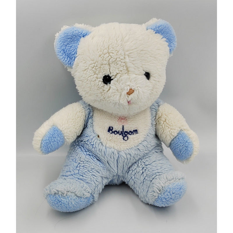 Doudou Peluche ours bleu blanc BOULGOM