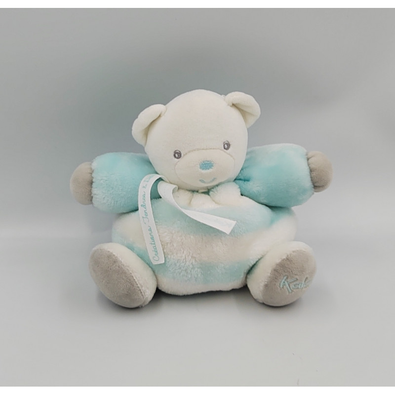 Doudou ours blanc bleu rayé Tendres et Douces KALOO