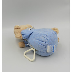 Doudou musical ours beige bleu carreaux NOUNOURS