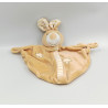 Doudou plat lapin beige blanc rayé fleurs CA CREDIT AGRICOLE