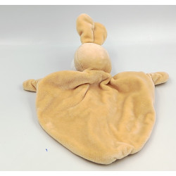 Doudou plat lapin beige blanc rayé fleurs CA CREDIT AGRICOLE