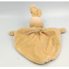 Doudou plat lapin beige blanc rayé fleurs CA CREDIT AGRICOLE