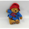 Peluche ours Paddington Bear manteau bleu chapeau rouge