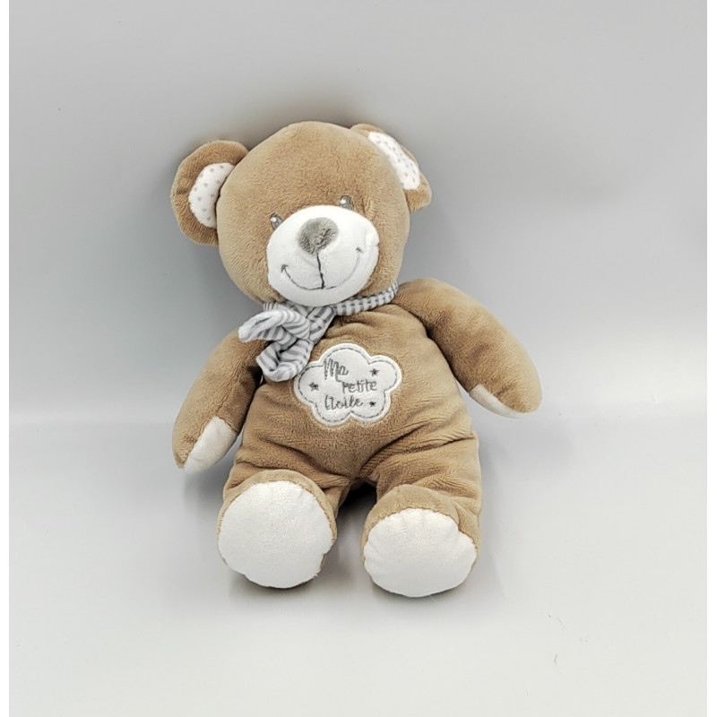 Doudou ours beige blanc étoiles Ma petite étoile POMMETTE