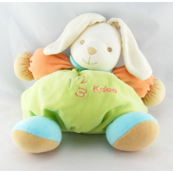 Doudou boule lapin vert orange bleu 123 KALOO