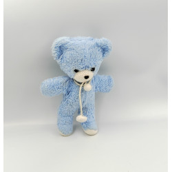 Ancien doudou peluche ours bleu blanc NOUNOURS