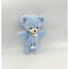 Ancien doudou peluche ours bleu blanc NOUNOURS