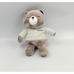 Doudou ours gris vert blanc rayé BIANOCHY